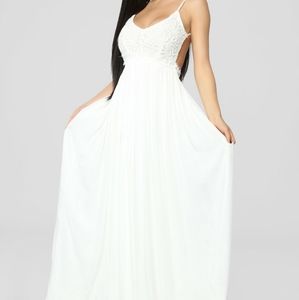 Backless white / ivory dress with crochet lace top NWT